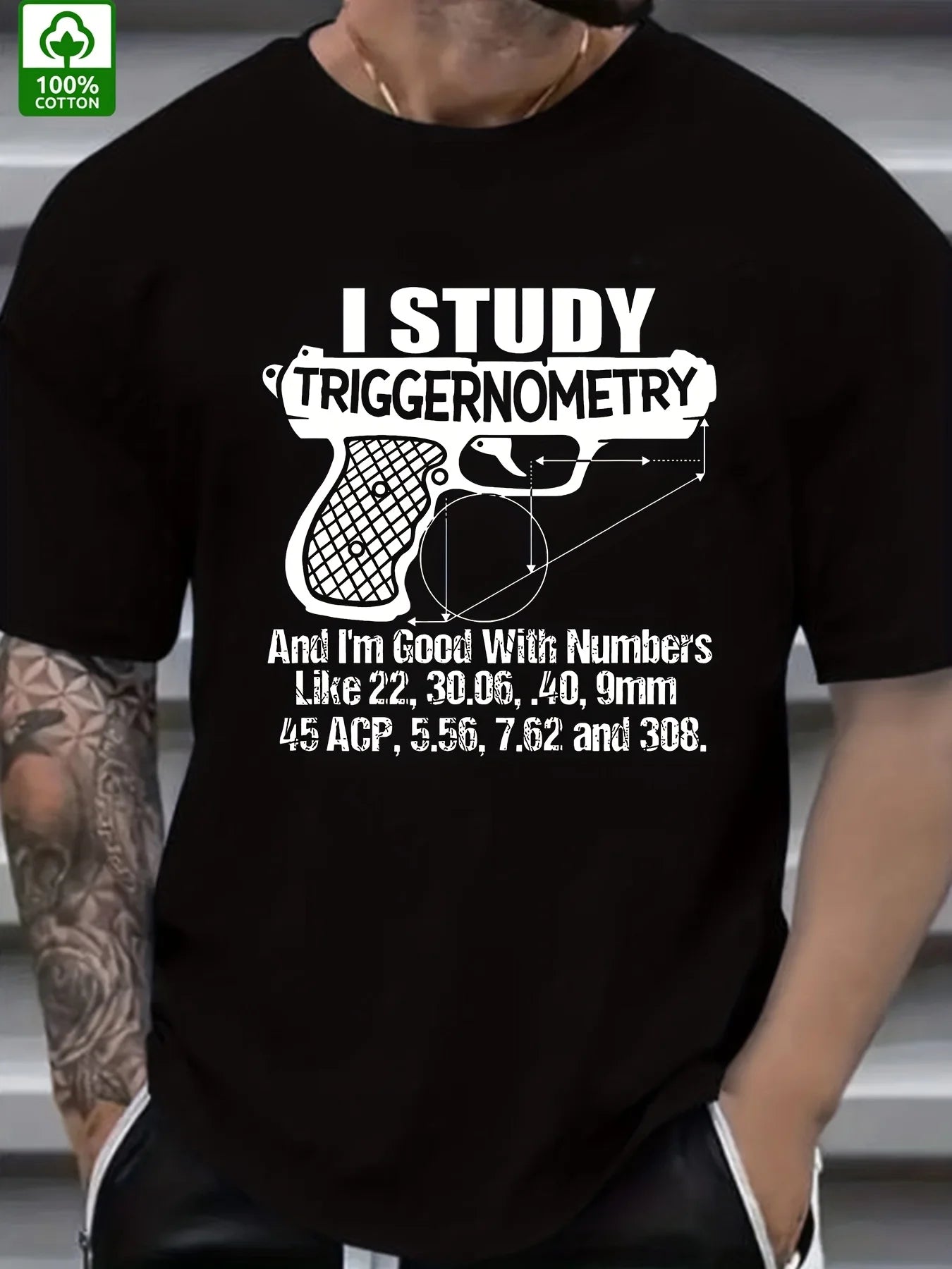 Summer Trend Men'S Cotton T-shirt, Letter Pattern Printing, Outdoor Wear Men'S Fashion Cotton T-shirt