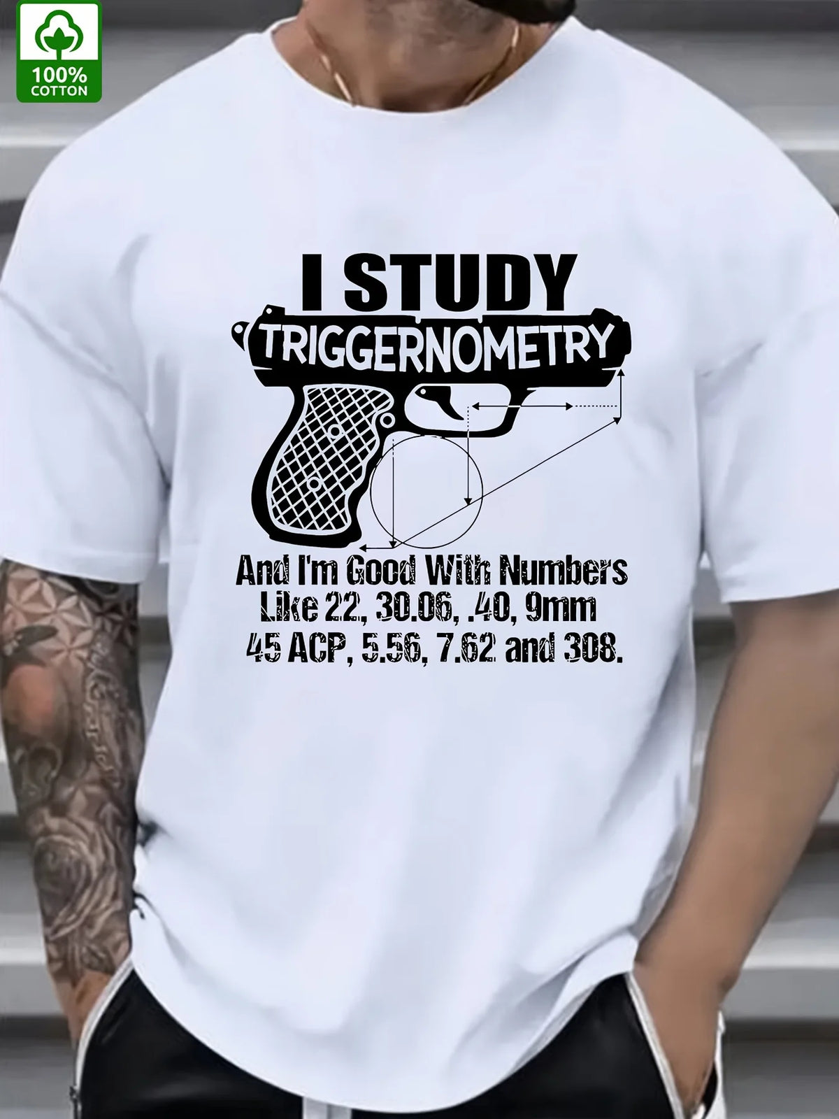 Summer Trend Men'S Cotton T-shirt, Letter Pattern Printing, Outdoor Wear Men'S Fashion Cotton T-shirt