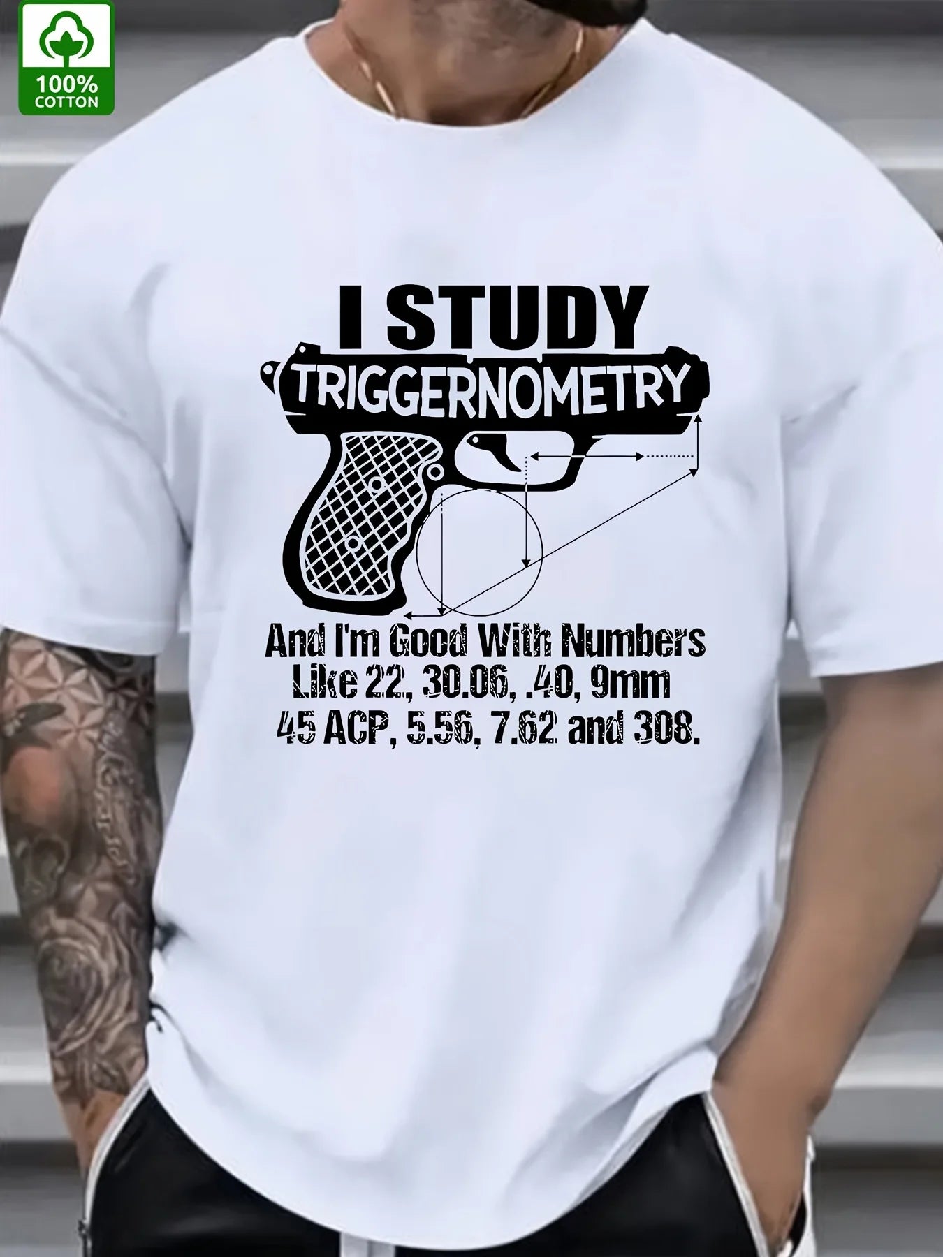 Summer Trend Men'S Cotton T-shirt, Letter Pattern Printing, Outdoor Wear Men'S Fashion Cotton T-shirt
